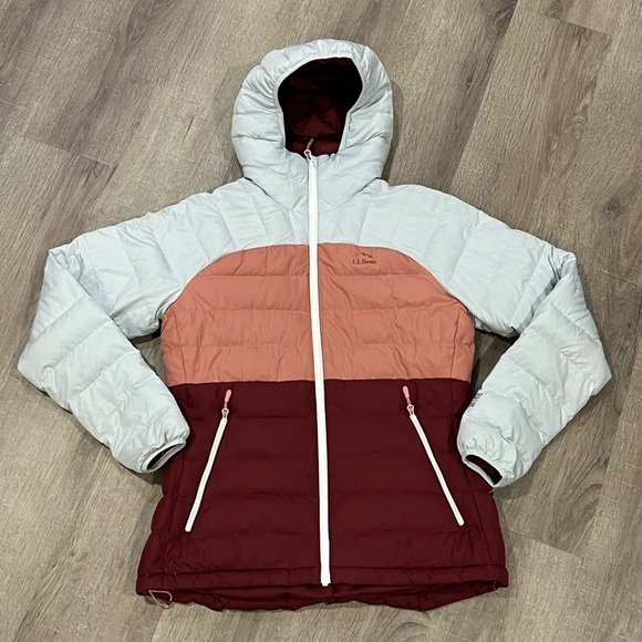 L.L.. Bean Women’s Small 650 Down Filled Puffer Packable Color Block Coat Jacket - Picture 1 of 13